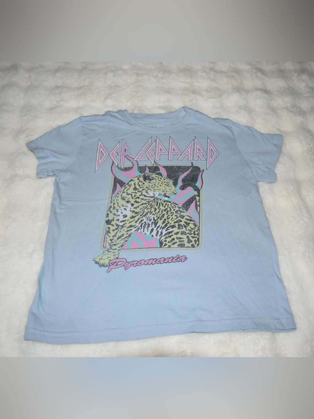 Def Leppard Pyromania Light Blue Graphic Tee